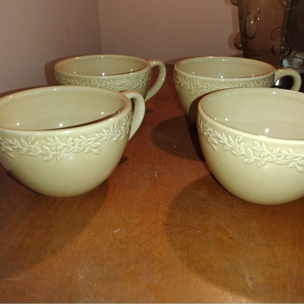 🙂Set of 4 Mapleleaf Oatmeal Coffee Mugs by American Living